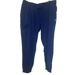 HH Works Healing Hands Women's  Jogger Cargo Pants Scrubs Size 1X Petite Navy